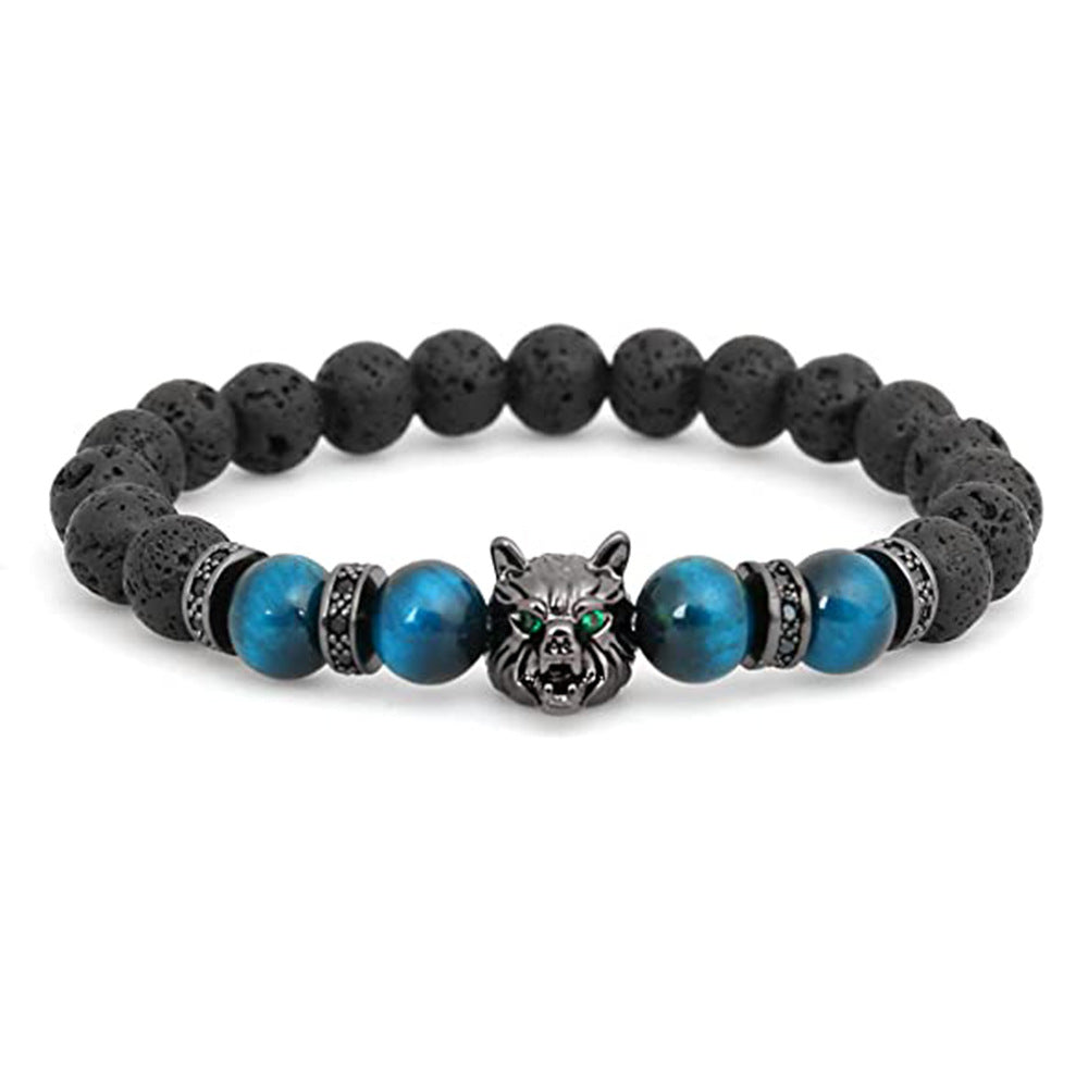 Bracelets en Zircon incrustés de Micro tête de loup dominateur pour hommes