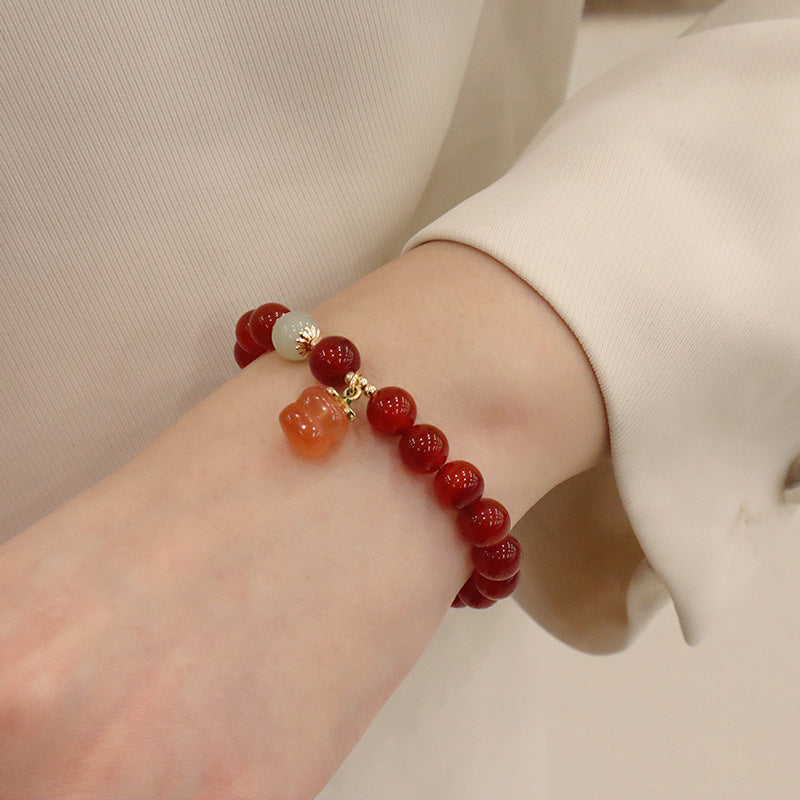 Weibliche Chalcedon-Bodhi-Blumenarmbänder aus rotem Achat