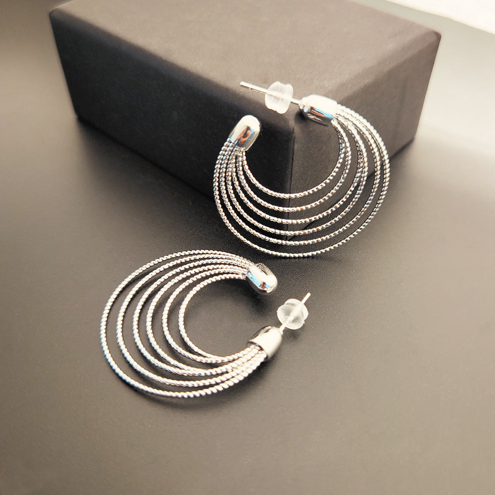 Women's Large Circles Design Brass Gold-plated Earrings