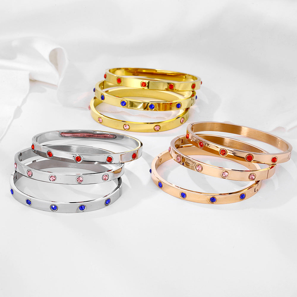 Fashion Full Diamond Titanium Steel No Fading Niche High Bracelet