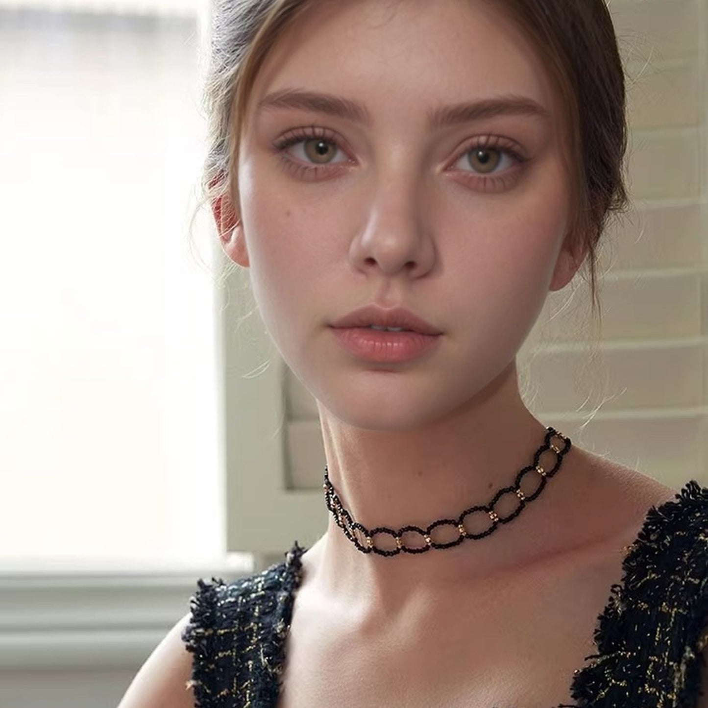 High-grade Black Female Niche Neckband Short Necklace