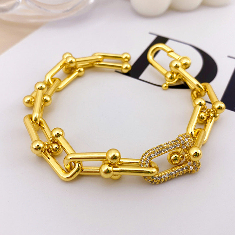 Women's Style Home Creative Micro Diamond U-shaped Hook Bracelets