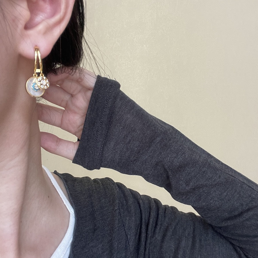 Boucles d'oreilles en or épais galvanisé pour femmes, aiguille en argent délicat, semelle en cuivre