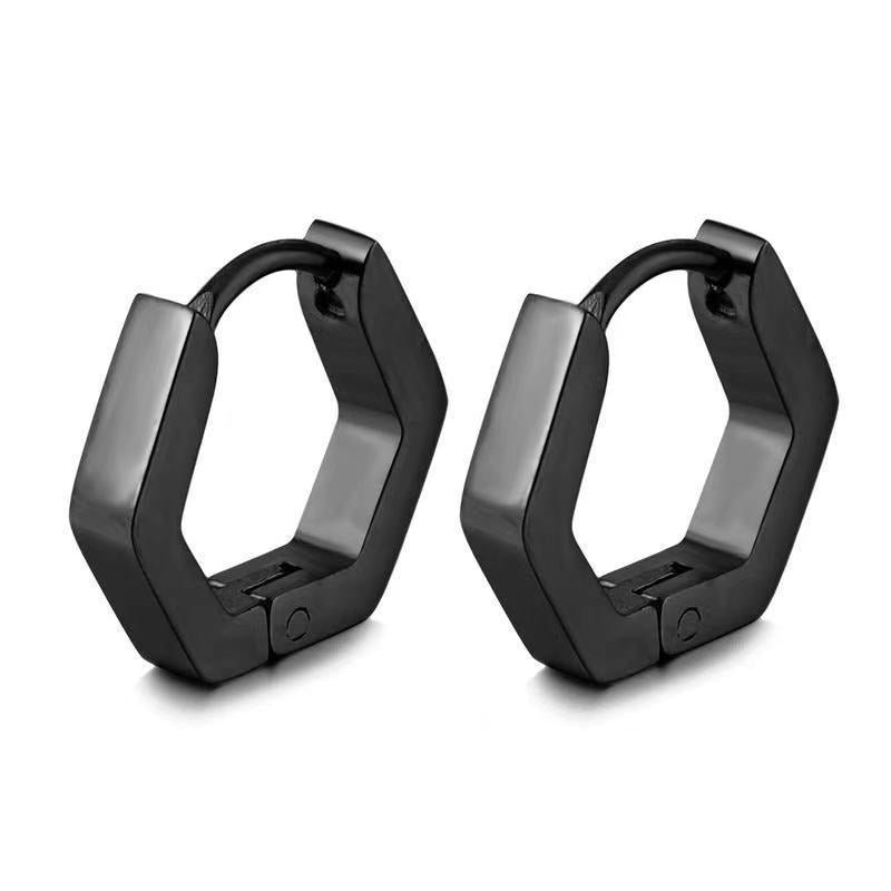 Women's & Men's Black Series Punk Titanium Steel Clips Ear Clip