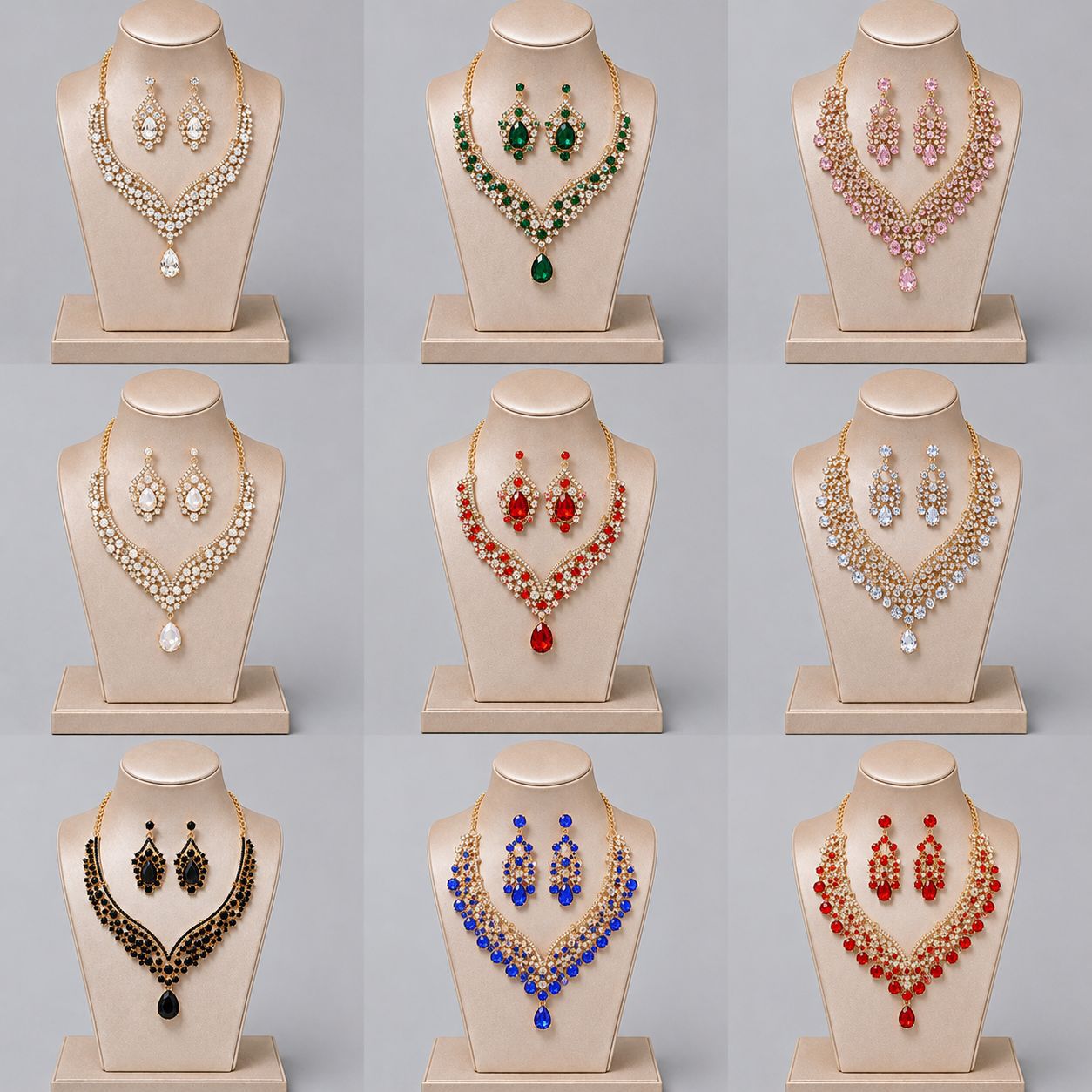 Alloy Rhinestone Light Luxury Dinner Dress Jewelry Set
