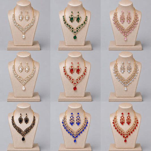 Alloy Rhinestone Light Luxury Dinner Dress Jewelry Set