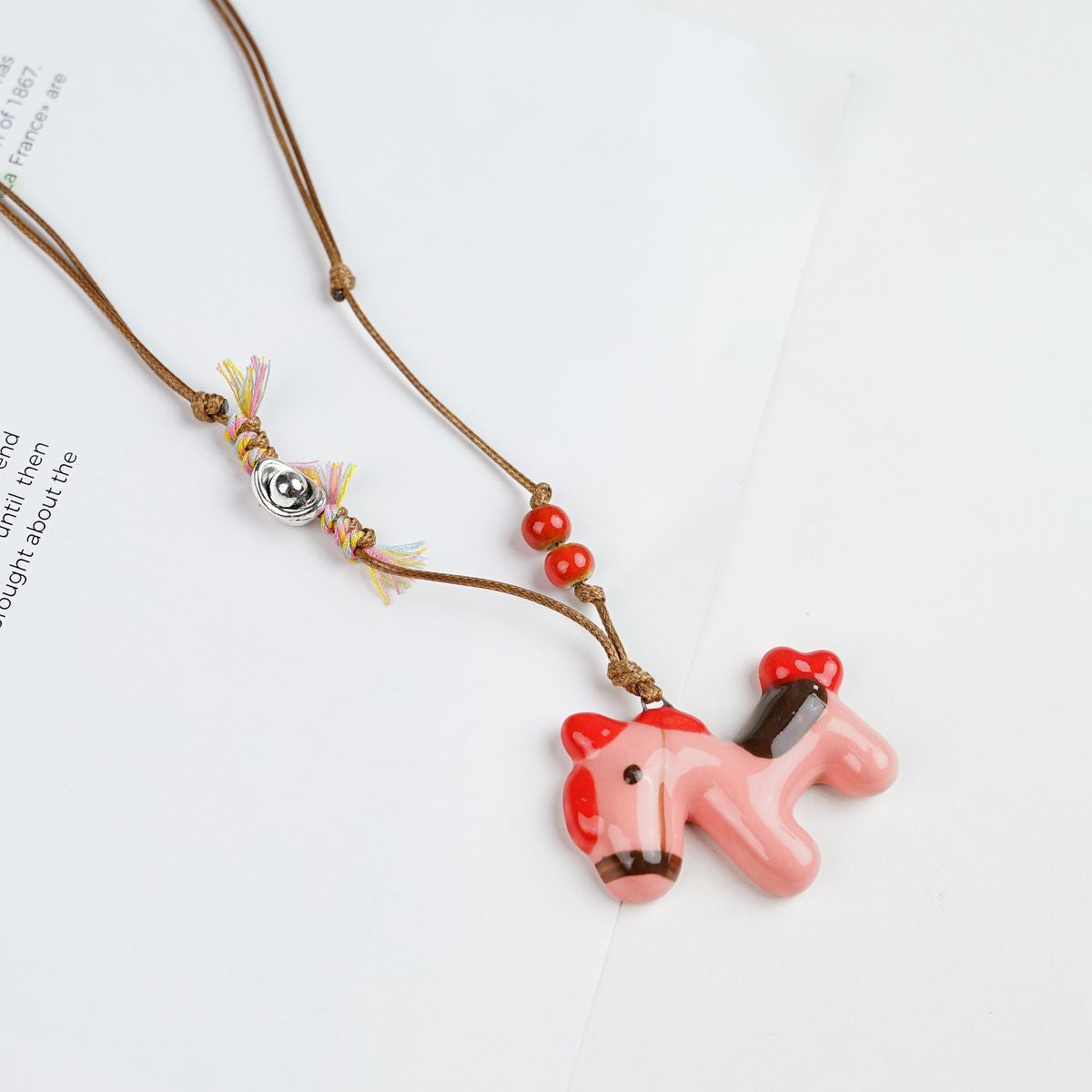 Peace Fu National Fashion Vintage Ceramic Female Longevity Necklaces