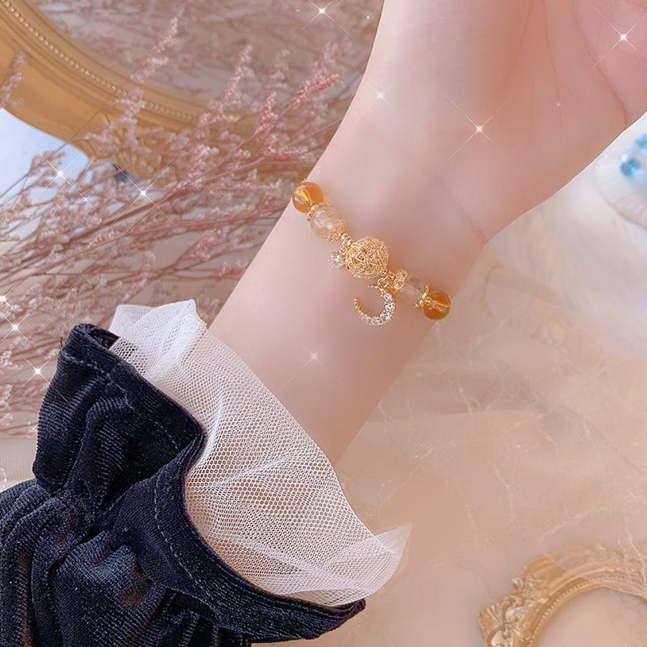 Piezoelectric Artificial Citrine Female Style French Retro Bracelets