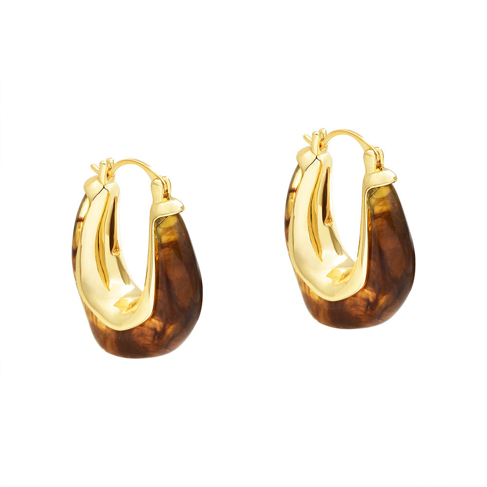 Personalized Resin Coffee Color Retro Affordable Luxury High Sense Temperament Ear Buckle