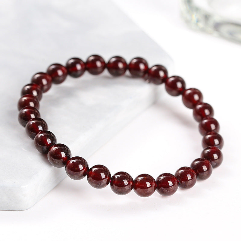 Women's Natural Claret Garnet Simple Stone Crystal Bracelet