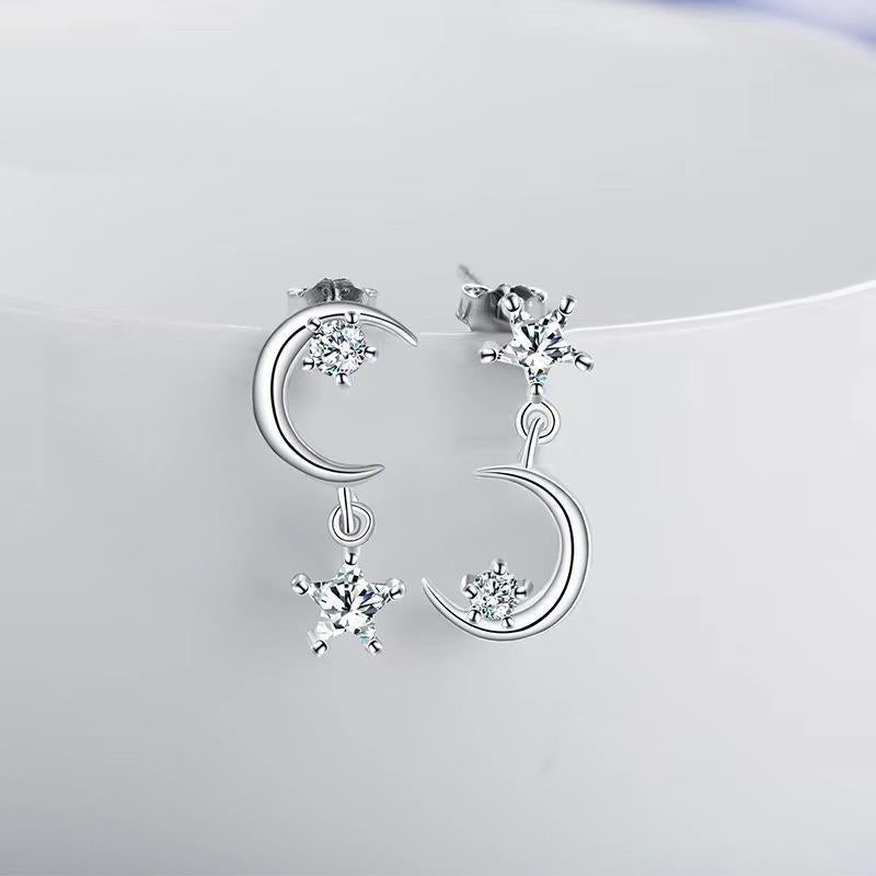 Moon Asymmetric Trendy Simple Temperamental Minority Earrings