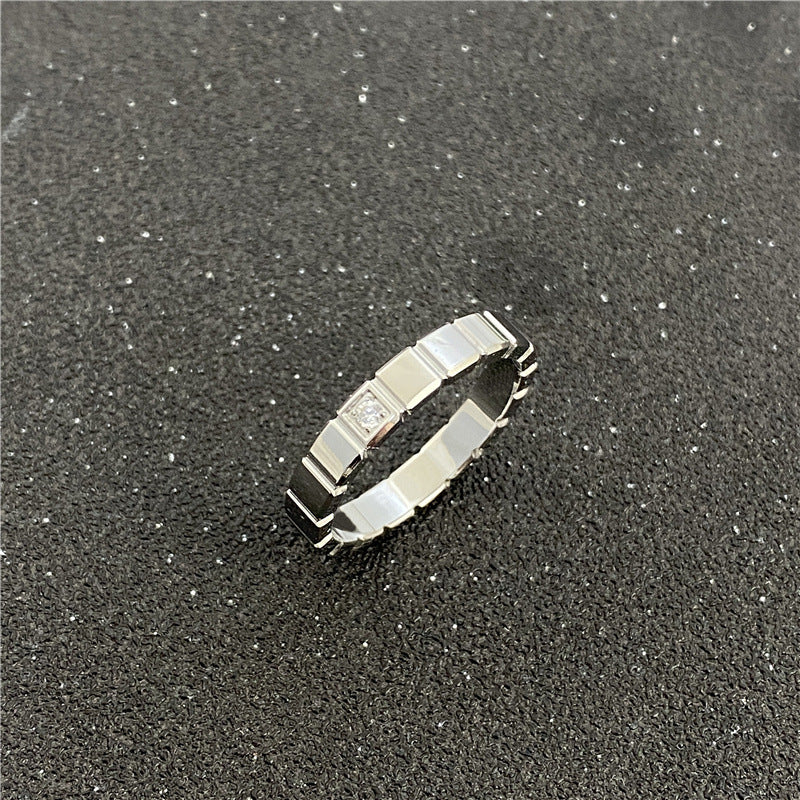 Small Ice Cube Plaid Diamond Personalized Rings