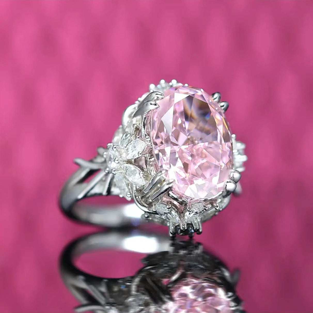 Women's Flash Argyle Pink Diamond Peach Blossom Rings