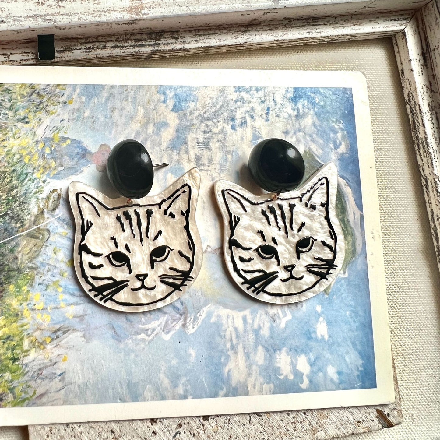 Iti Acrylic Female Design Personality Cat Head Vitality Full Of Earrings