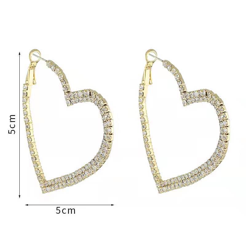 Boucles d'oreilles personnalisées Love Ear Sier Pin avec diamants complets