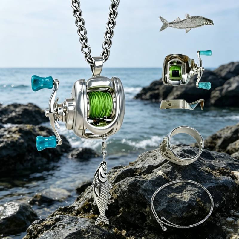 Men's Fishing Line Wheel Personalized Fashion Hip Necklace