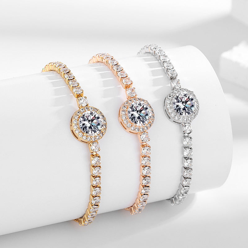 Women's Minority French Pull-out 2 Karat Round Bag Zircon Personalized Fresh Bracelets