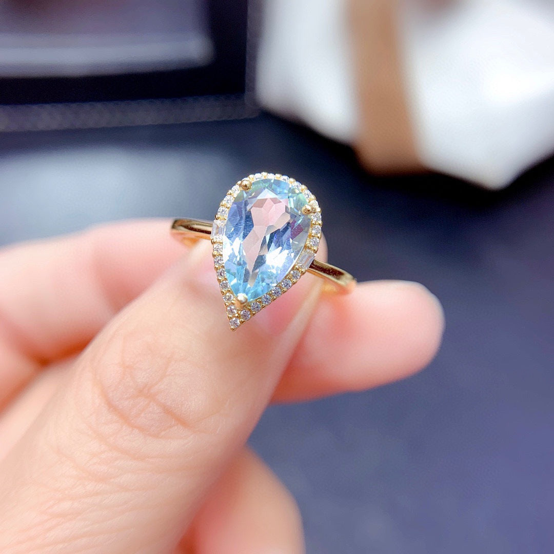 Women's Imitation Natural Blue Switzerland Topaz Eardrops Droplet Type Lucky Citrine Necklaces