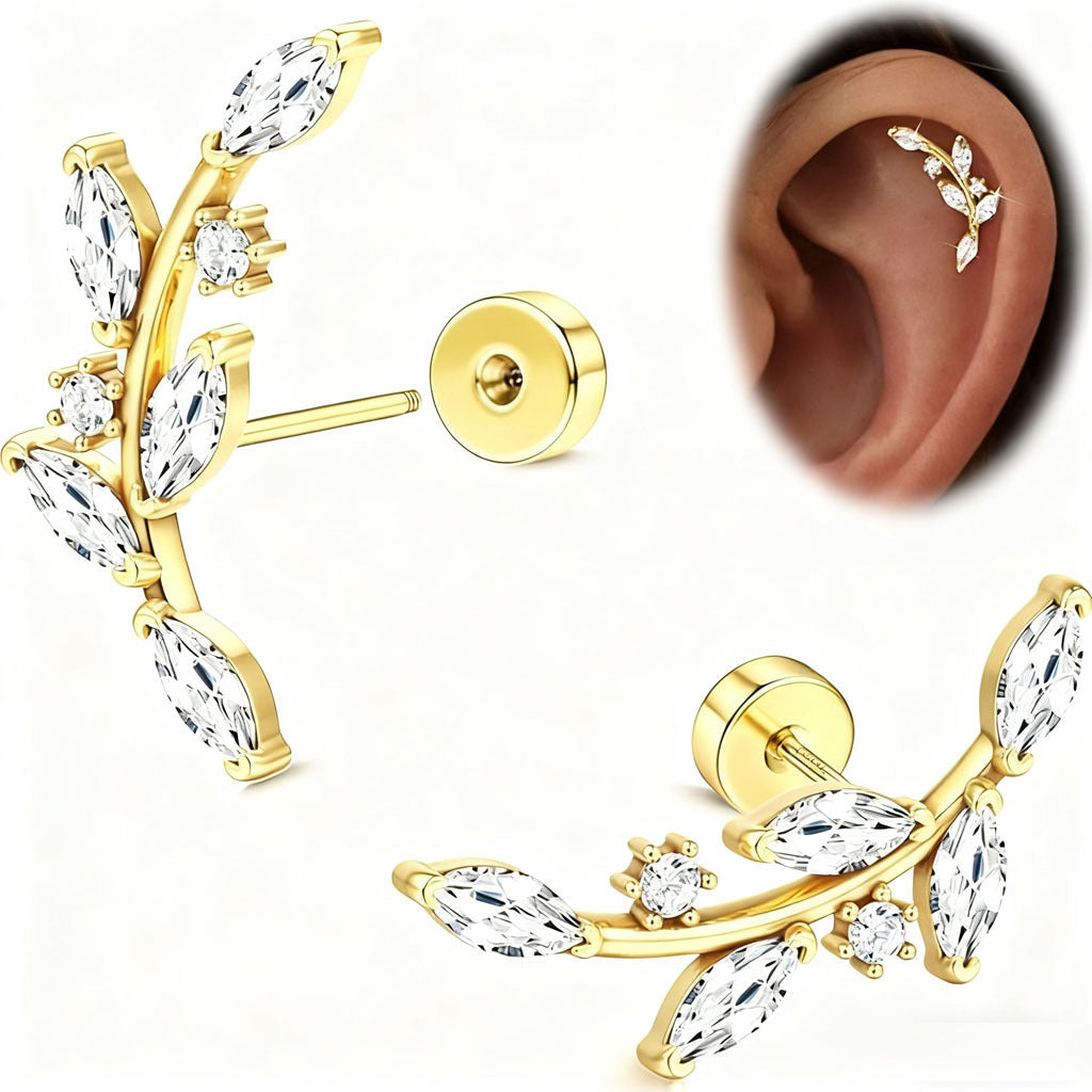 Horse Eye Inlaid Zirconium Round Cake Female Stud Earrings