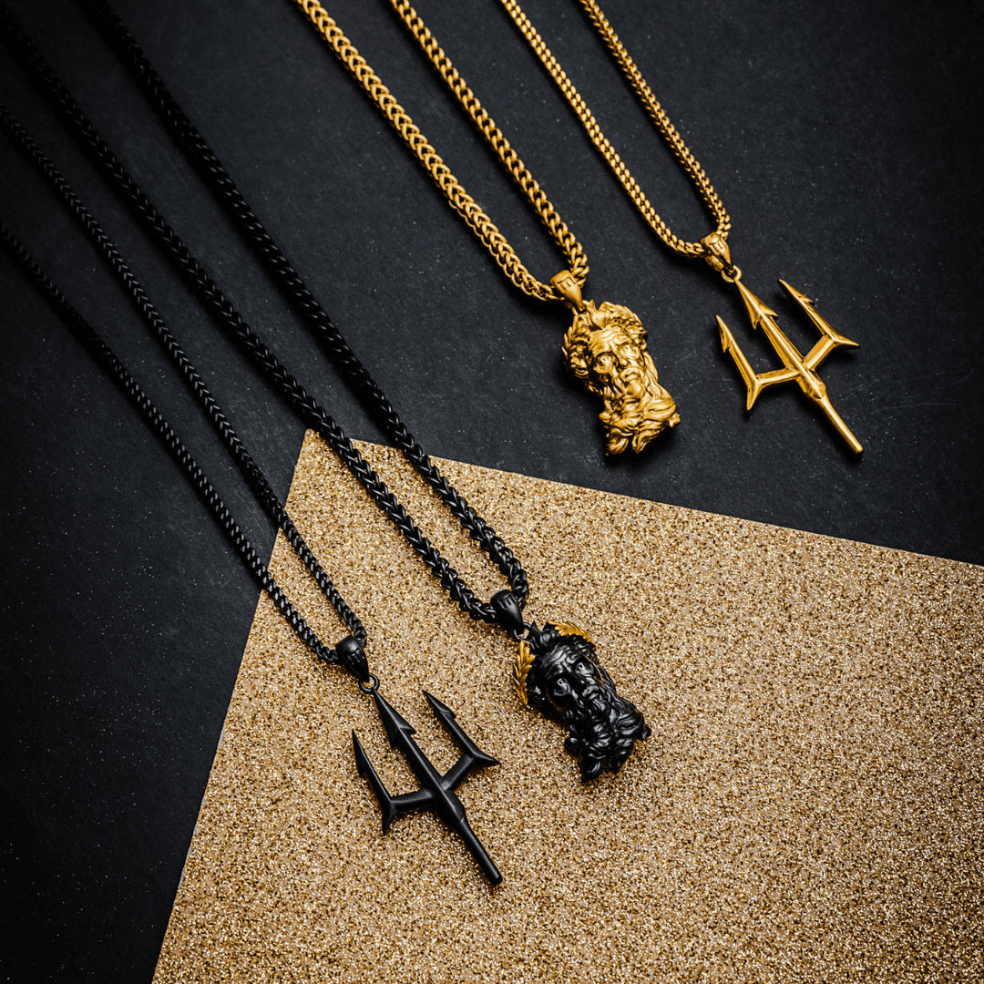 Minimalist Sea King Trident Pendant Man's Necklaces