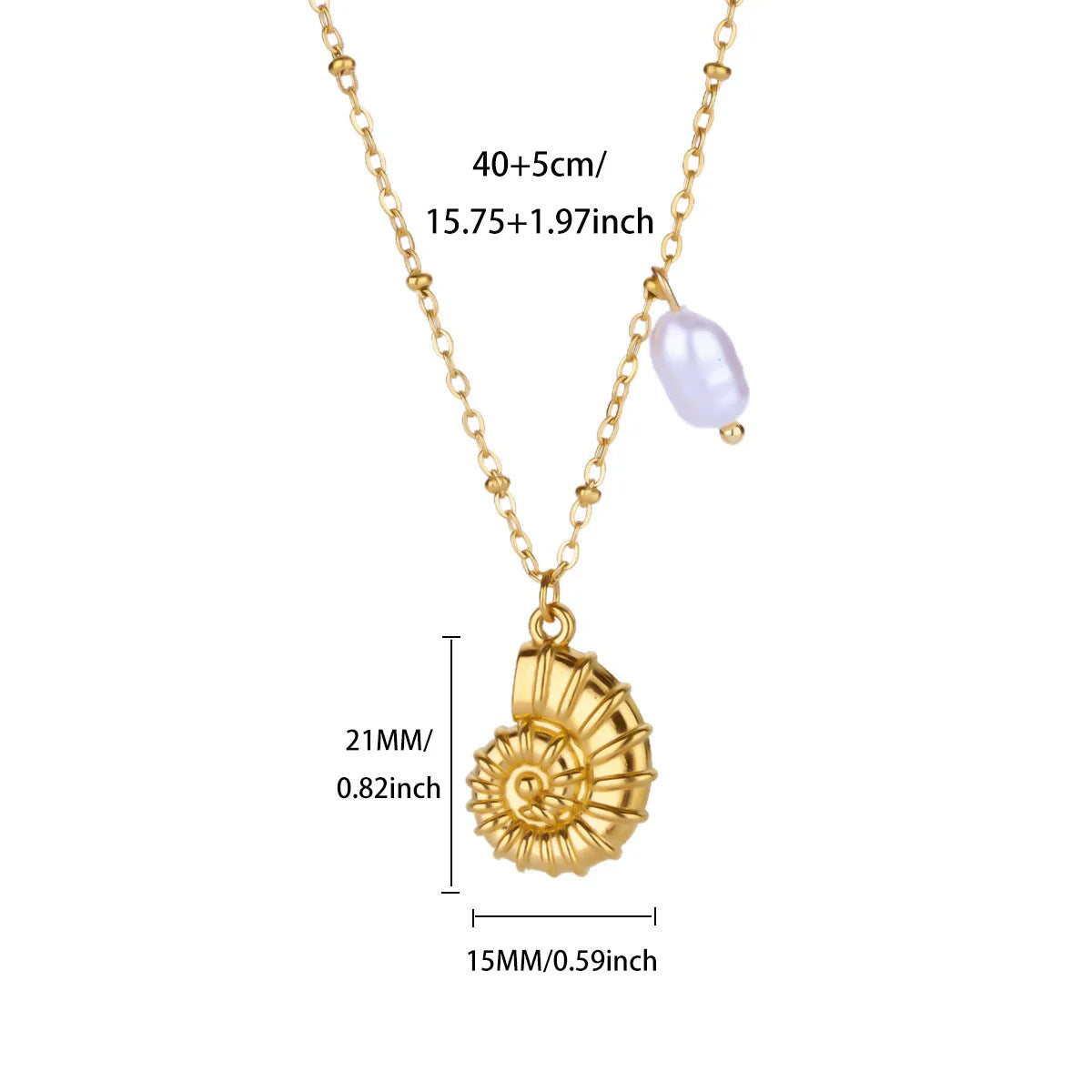 Small Conch Stainless Steel Shell Starfish Ocean Vacation Necklace