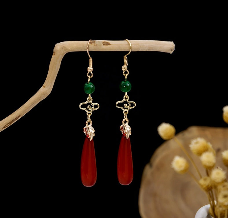 Selection Of Chinese Ancient Style Beaded Long Fringe National Hollow Earrings