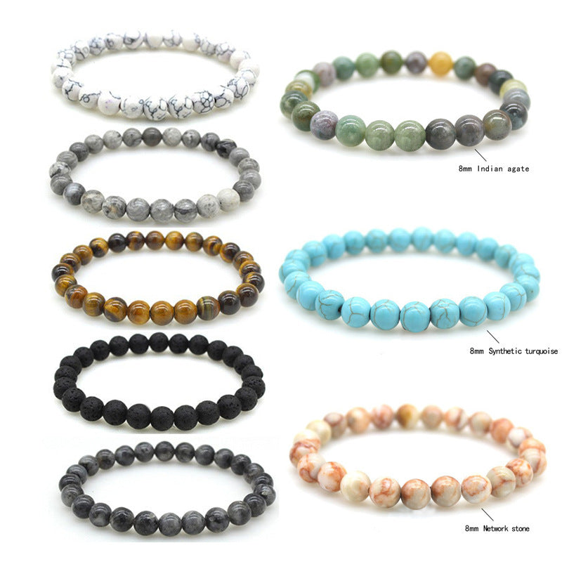 Women's & Men's Frosted Natural Stone Volcanic Rock Tigereye And Bracelets