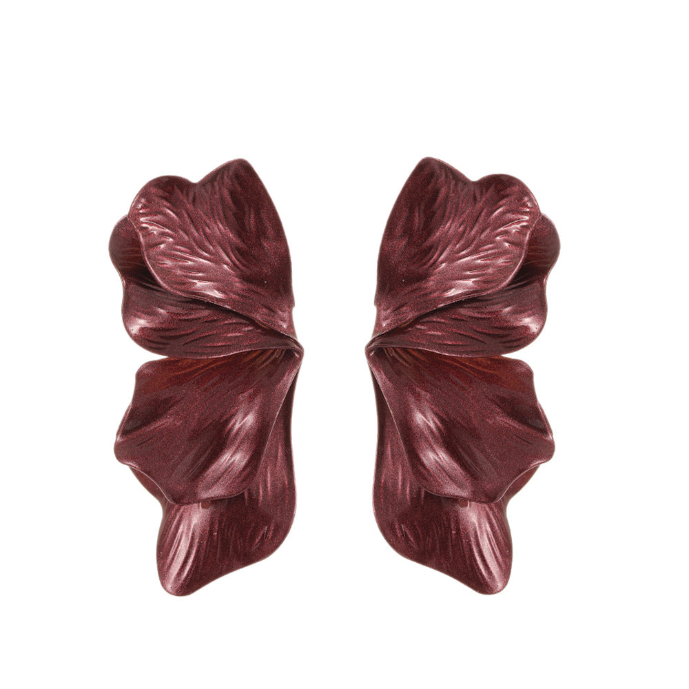 Baroque Style Solid Color Petal Design Versatile Earrings