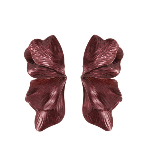 Baroque Style Solid Color Petal Design Versatile Earrings