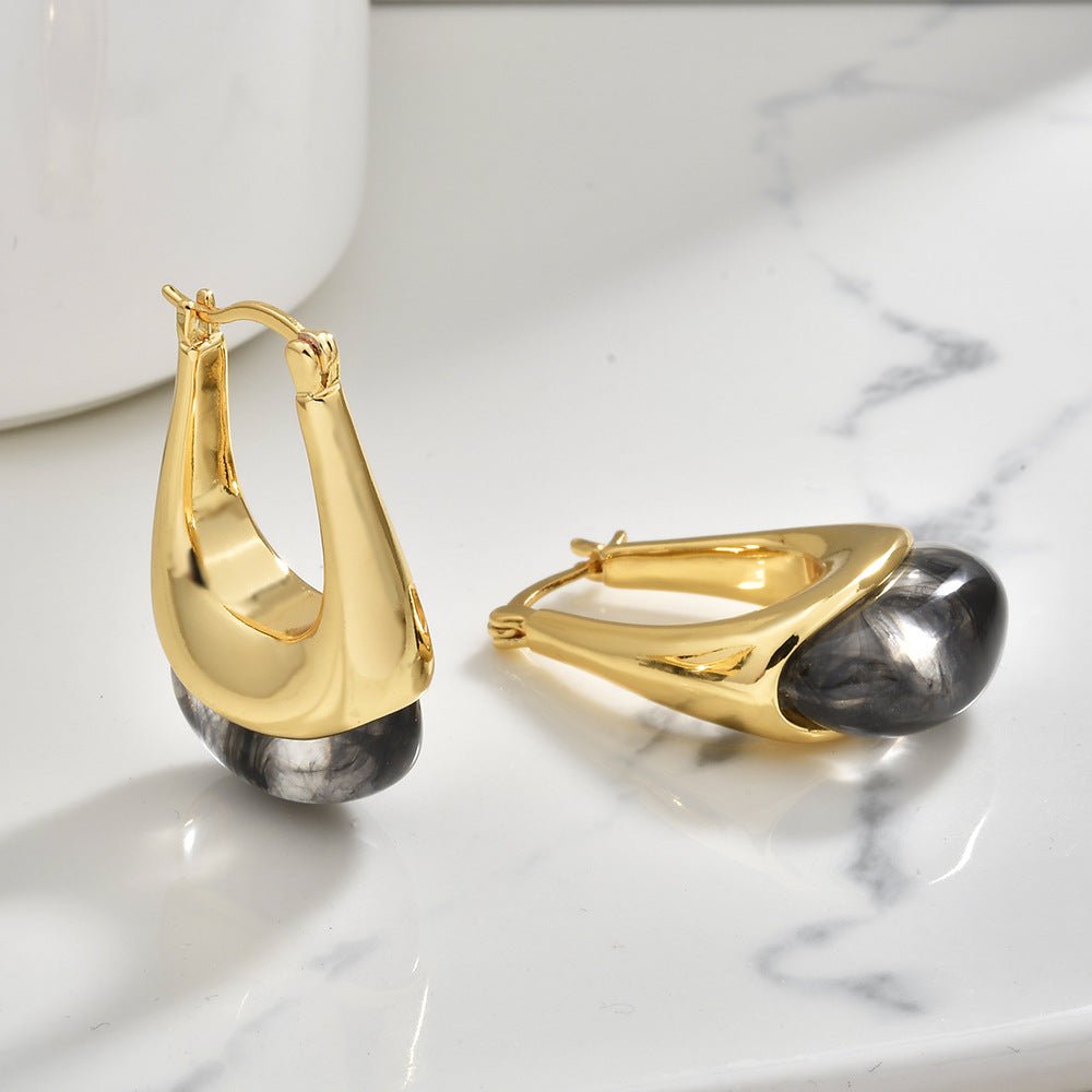 Personalized Resin Coffee Color Retro Affordable Luxury High Sense Temperament Ear Buckle