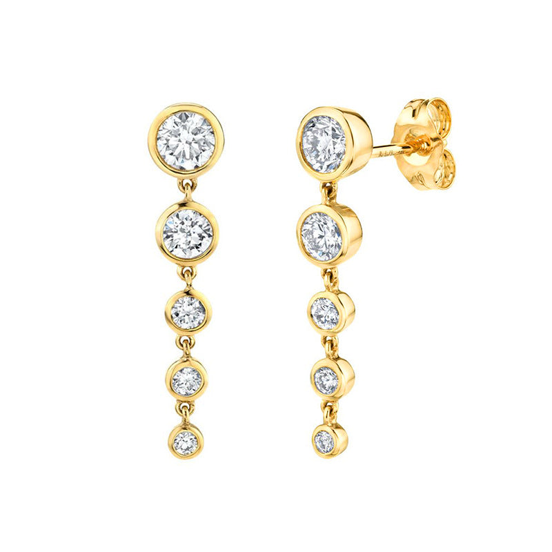 Sier Needle Tail Chain Rhinestone Creative Simple Zircon Stud Earrings