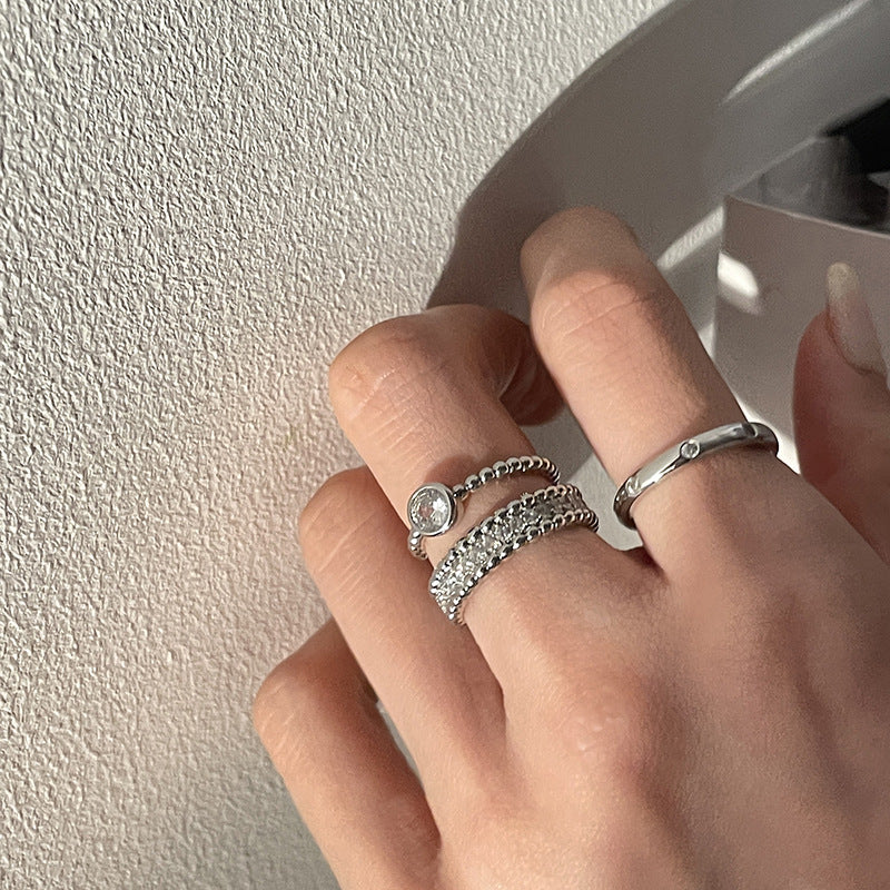 Luxury Minority Design Rhinestone Stacked Elegant Fashion Personalized Index Ring