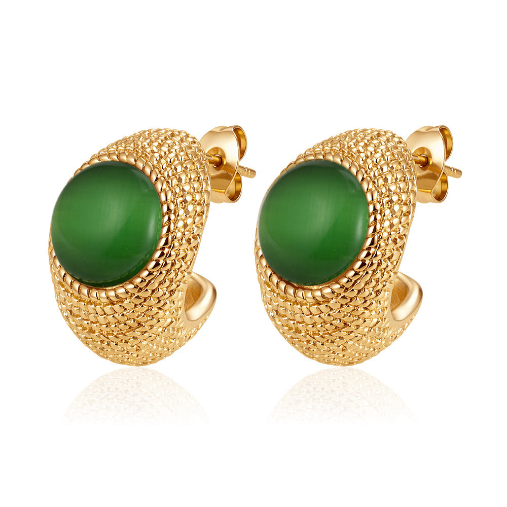 Women's Pearl Shaped Stainless Steel Retro Affordable Luxury High-grade Earrings