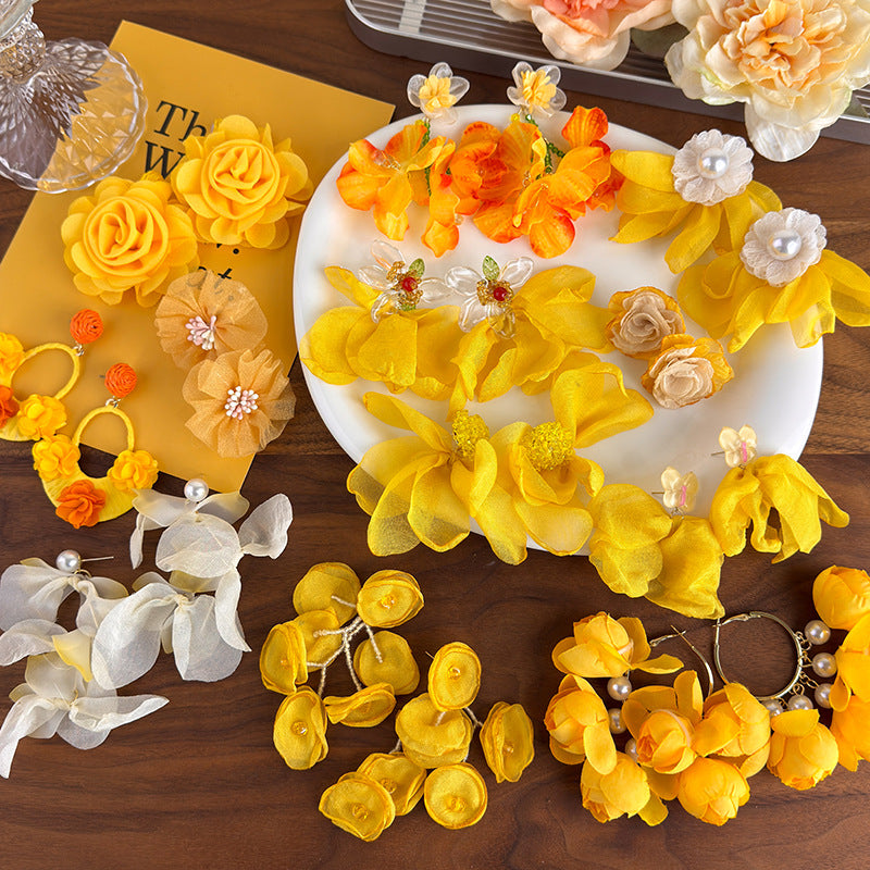 Women's Yellow Flower Mesh Vacation Style Niche High-grade Rings