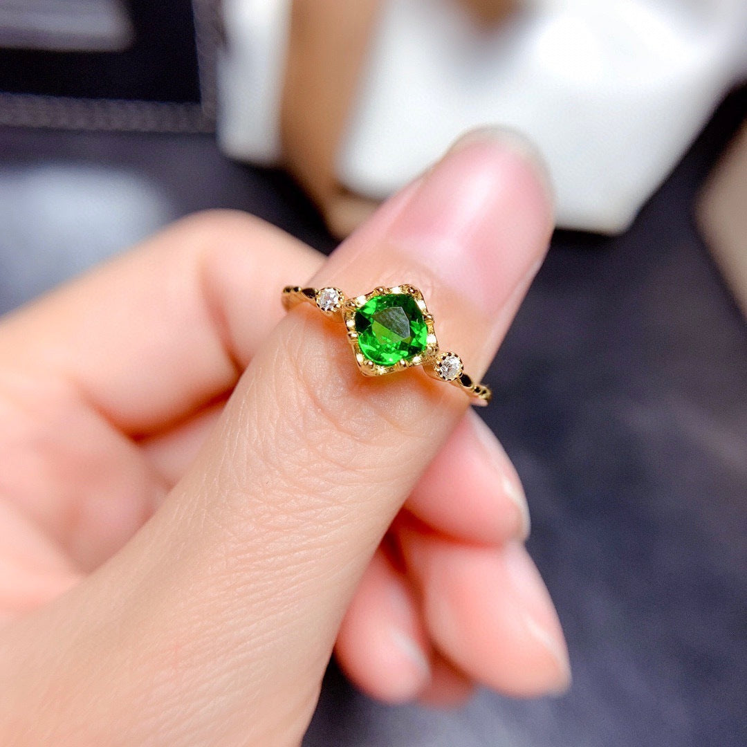 Bagues Diopside naturelles d'imitation de base de bijoux en direct pour femmes