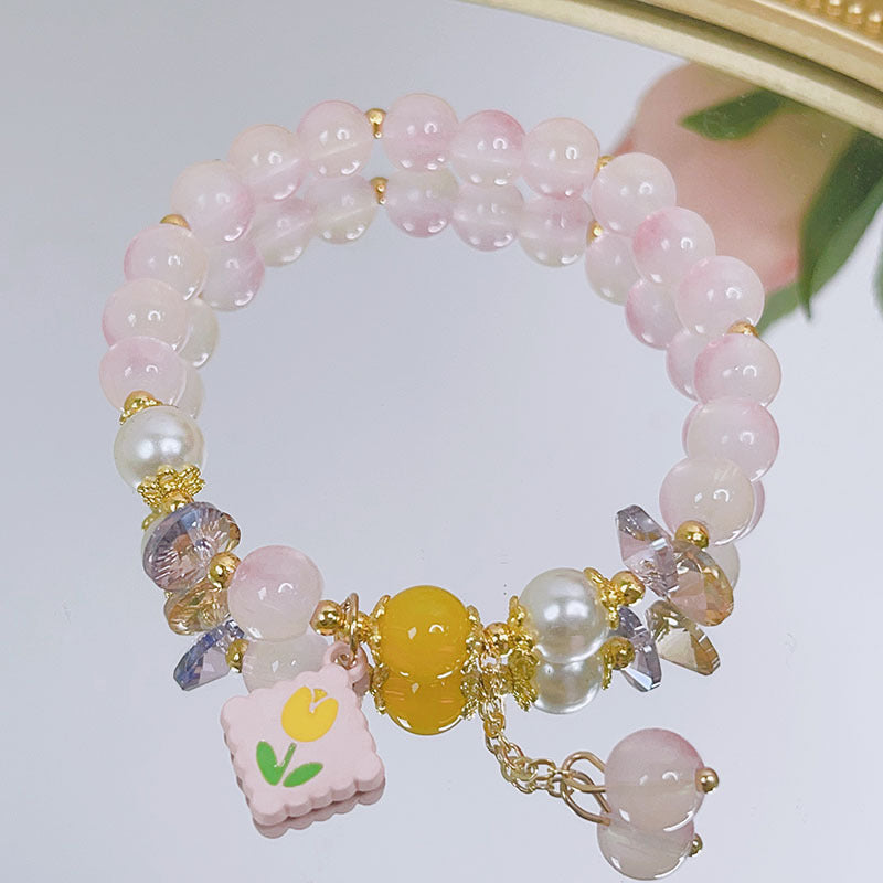 Bracelets de papeterie de décrochage perlés simples et mignons pour femmes