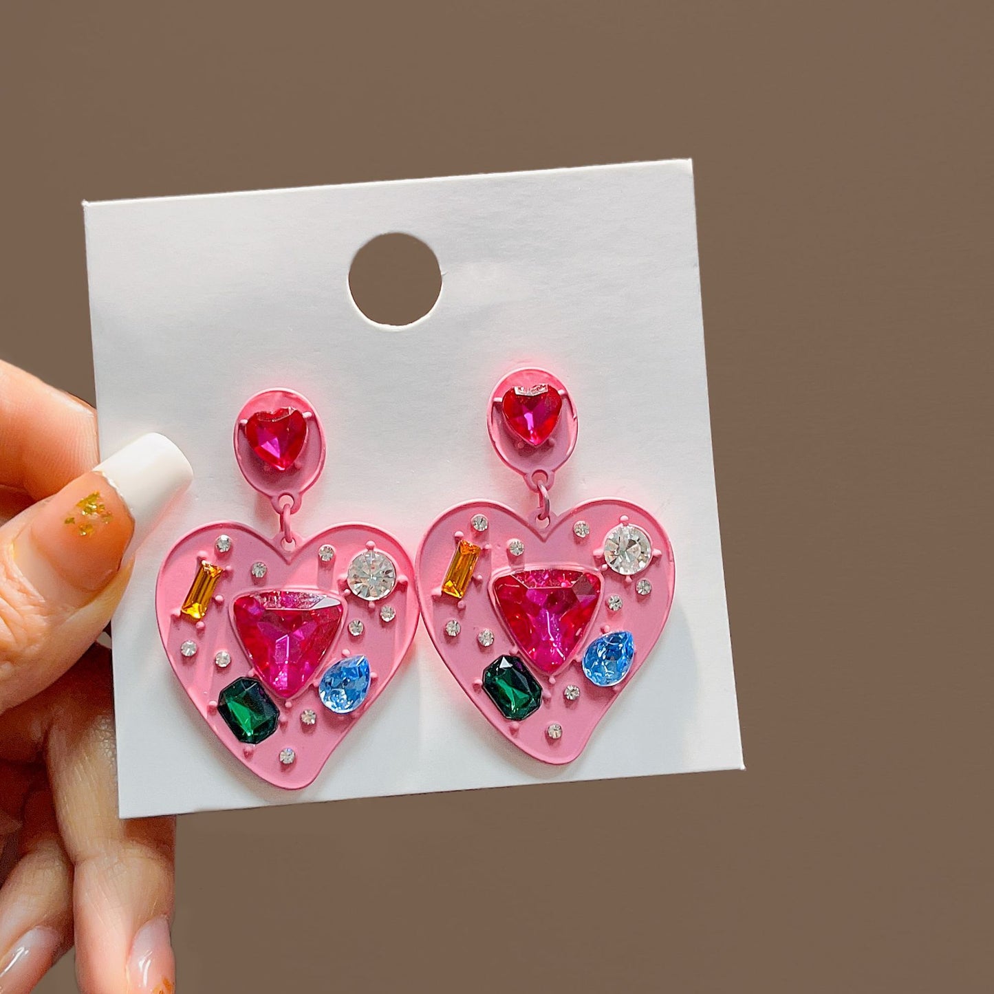 Women's Love Heart Creative Exaggerating Fashion Spray Earrings