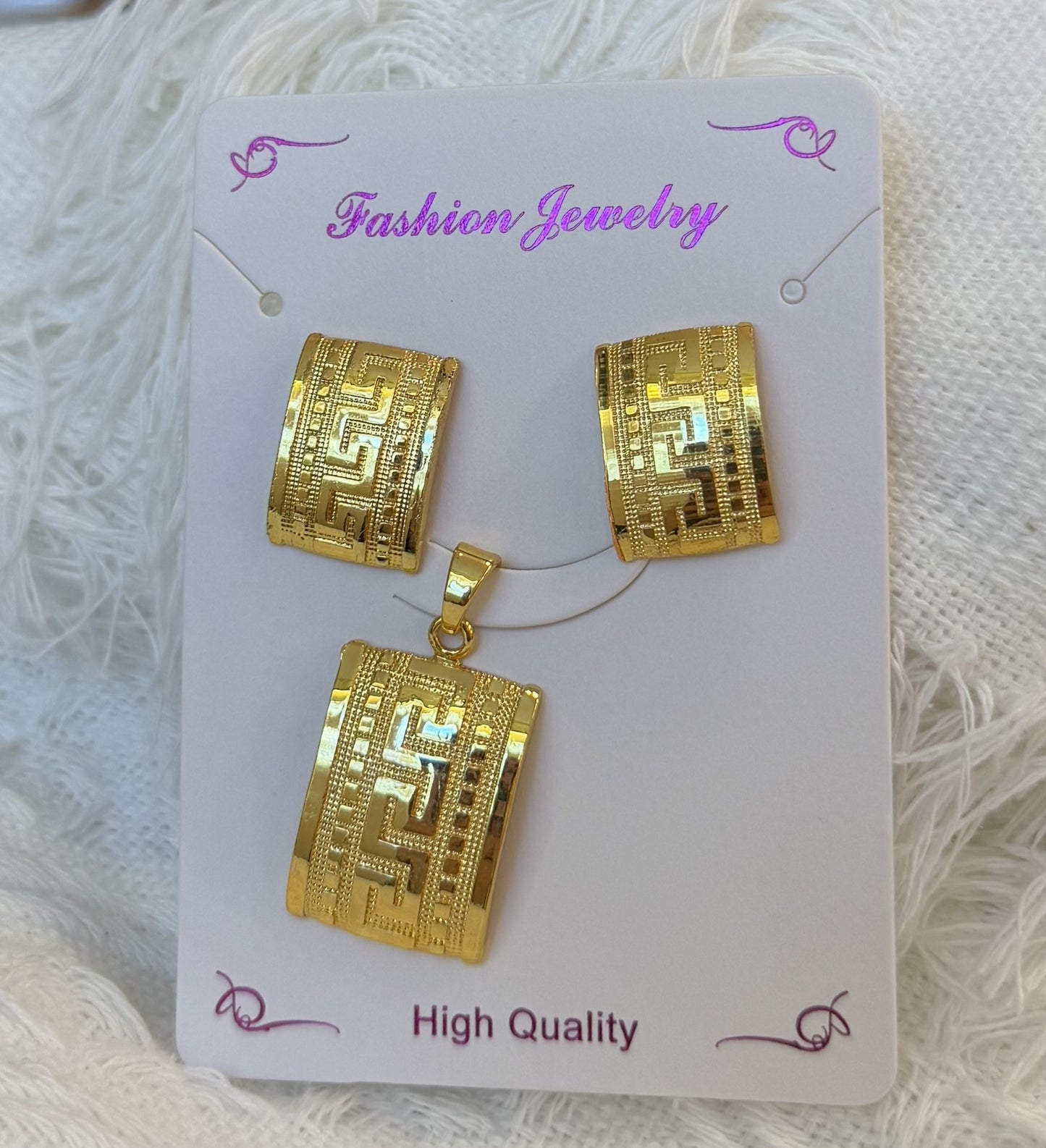 Love Heart Flowers Ear Baroque Gold Fashion Jewelry Set