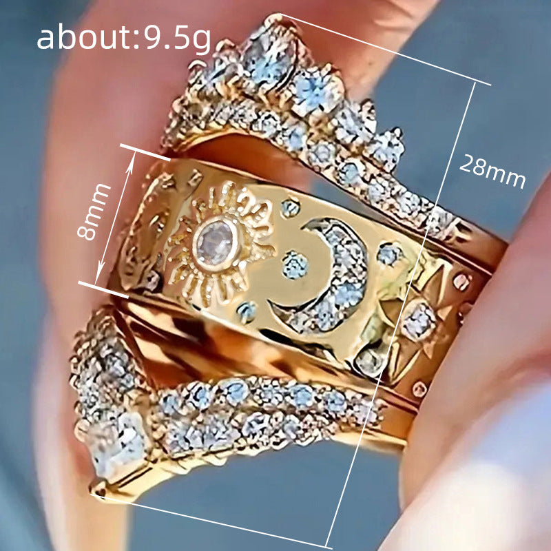 Palace Style Advanced Old Money Female Three-in-one Ring