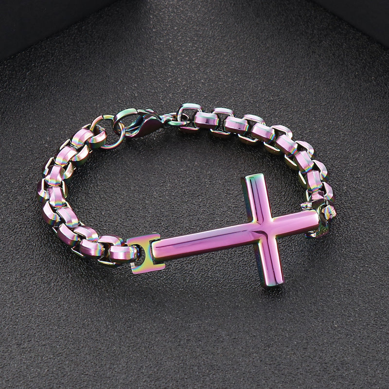 Men's Personalized Titanium Steel Trendy Stainless Cross Square Bracelets