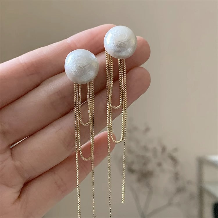 Design Long Pearl Temperament One Style For Tassel Eardrops Earrings