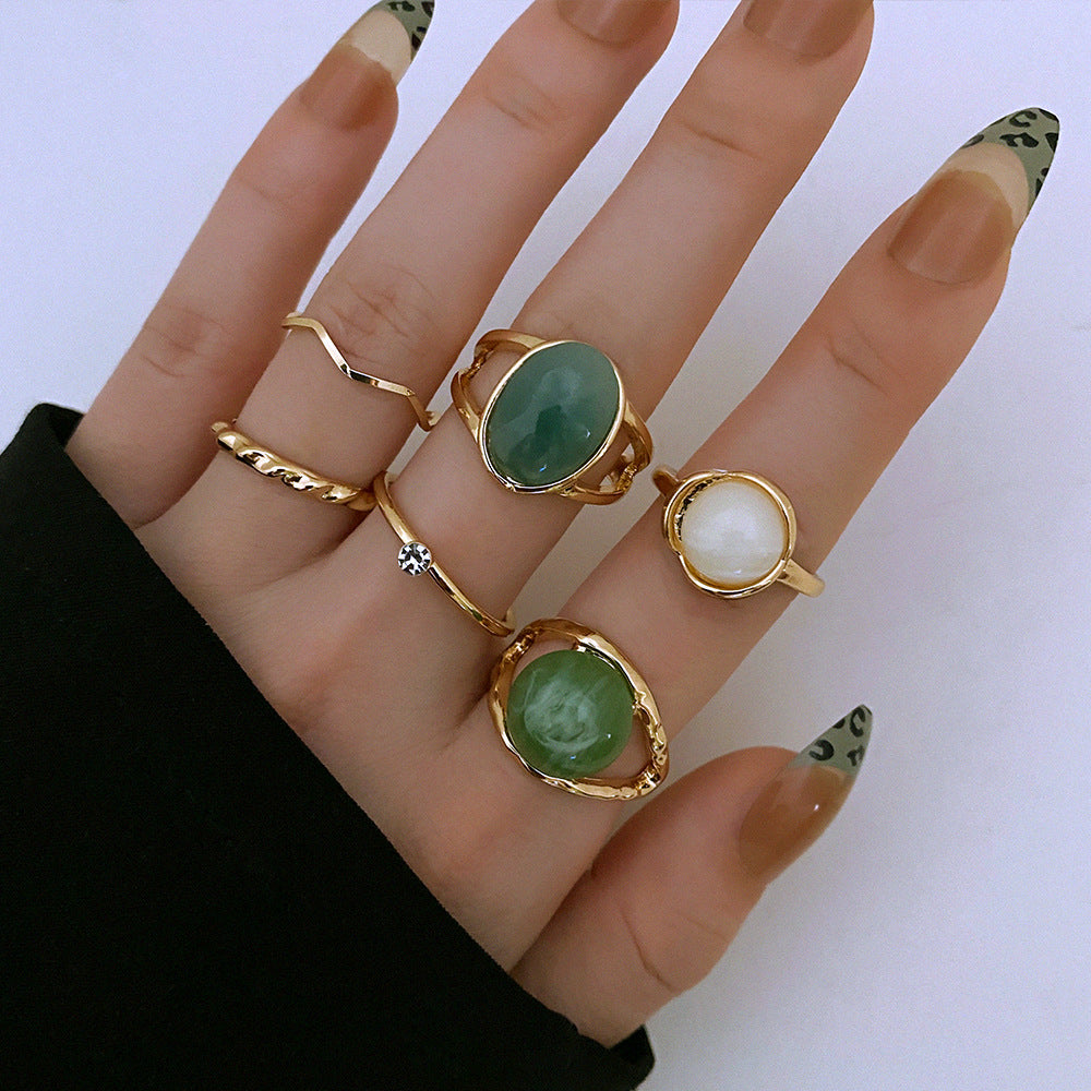 Geometric Imitation Beryl Knuckle Set Female Rings