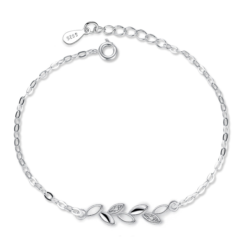 Bracelets porte-bonheur pour femmes, feuilles d'accompagnement, accessoires en argent, Version Simple