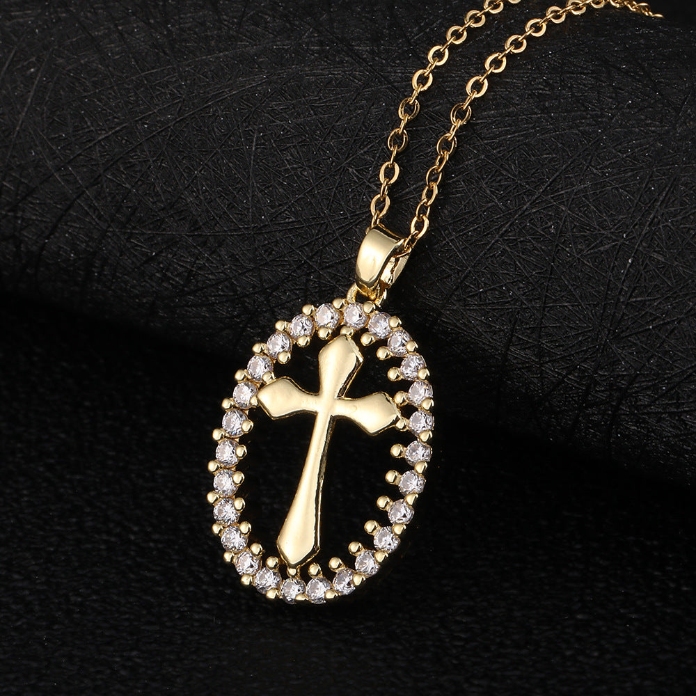 Gold Cross Pendant Female Design Cold Necklaces