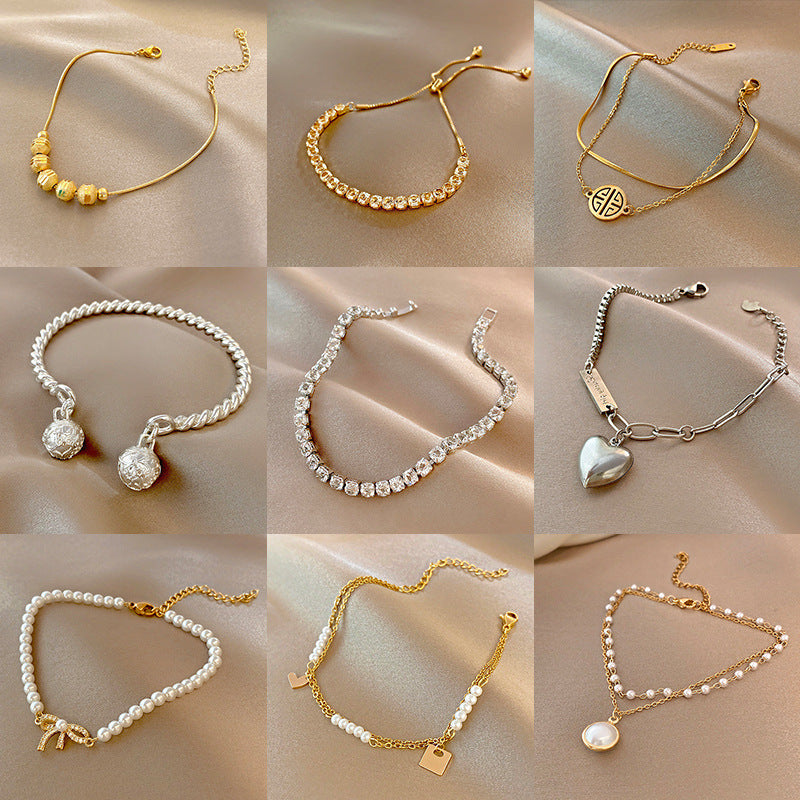 Affordable Luxury Fashion Personality Temperament Wild Simple Pearl Style Geometric Bracelet