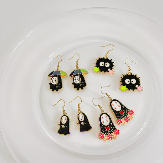 Sea Urchin Ghost Creative Drop Oil Earrings