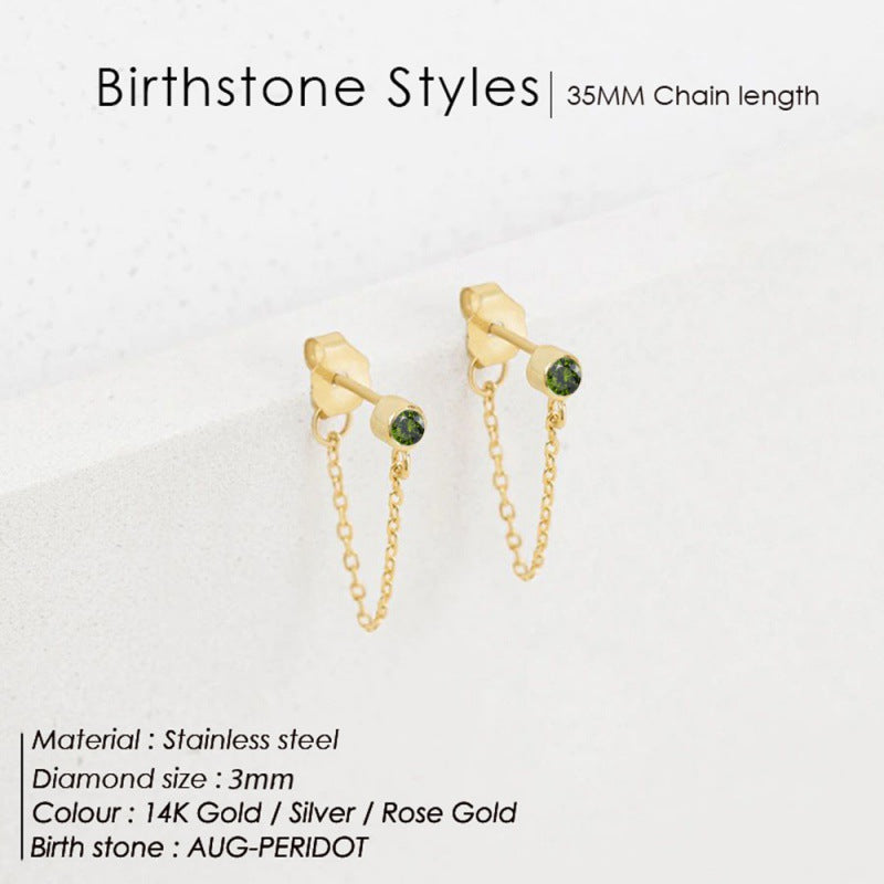 December Not Stainless Steel Tassel Light Luxury Color Earrings