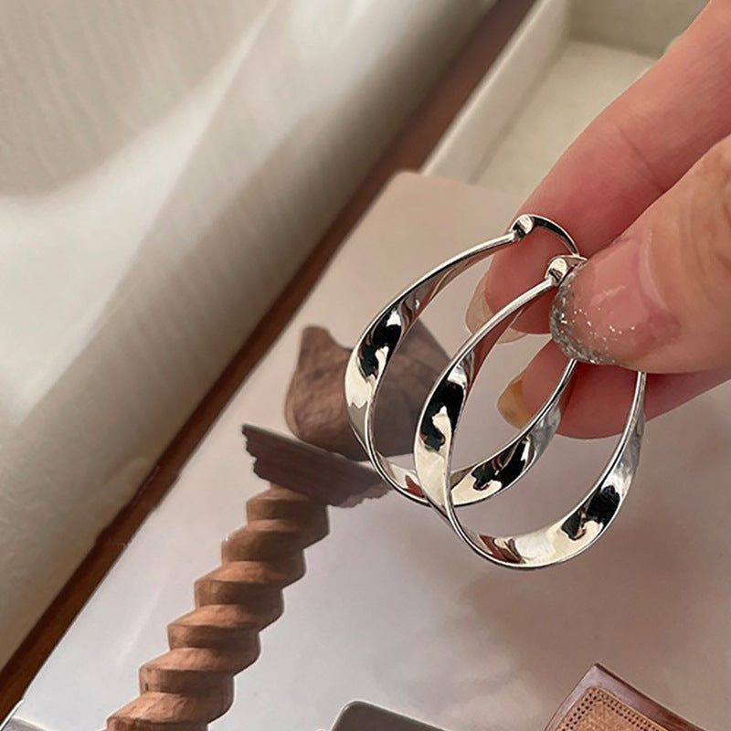 Simple Oval Geometric Ear Clip Entry Lux Elegant Stud Earrings