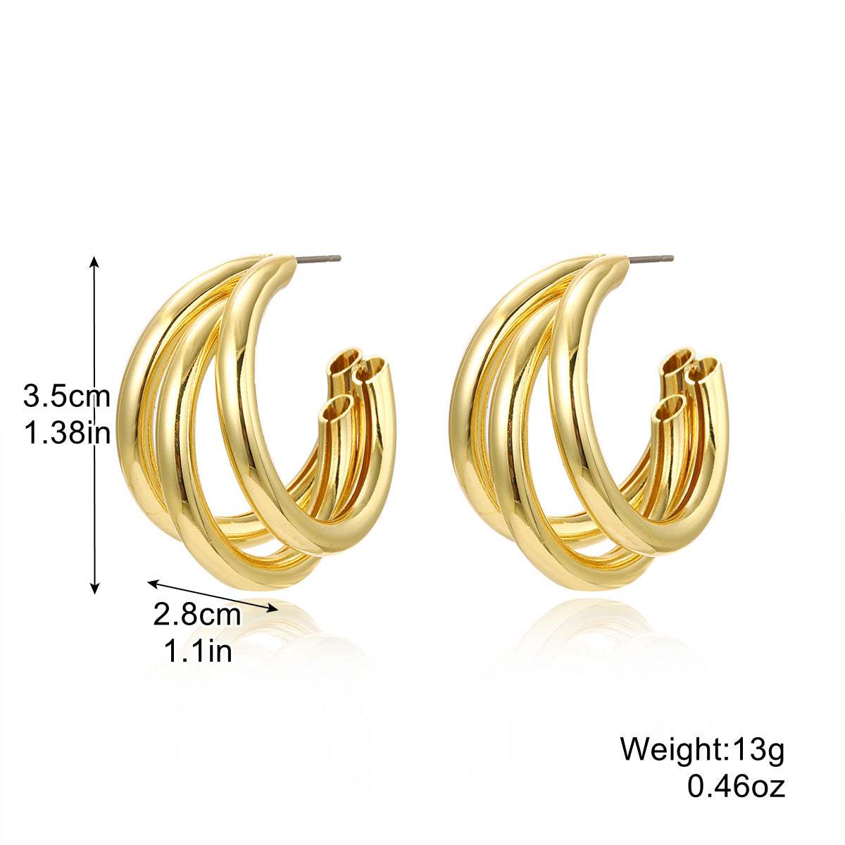 Metal Ear Gold Retro Circle Water Earrings