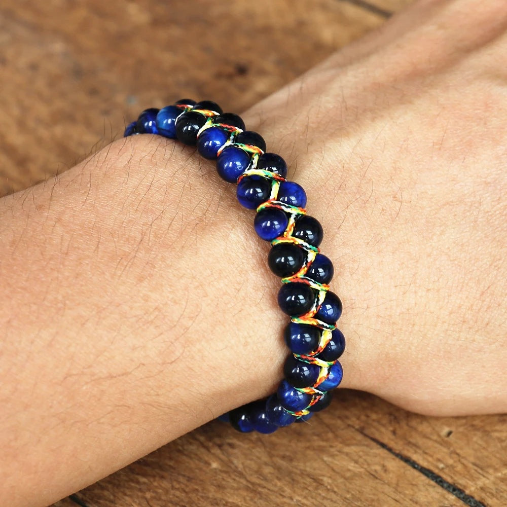 Comfortable Colorful Tigereye Ball Hand-woven Adjustable Bracelets